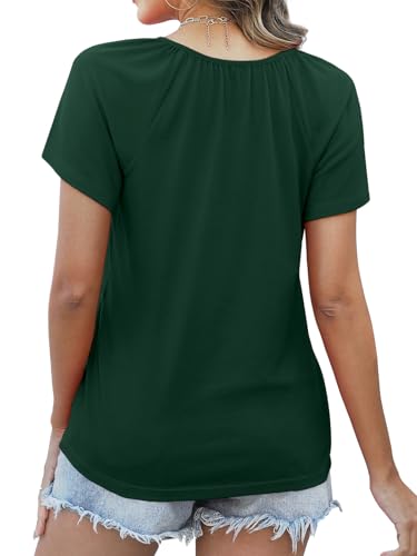 Womens Summer Tops Trendy Casual V Neck T Shirts Short Sleeve Boho Floral Blouses Loose Fit Flowy Tee3