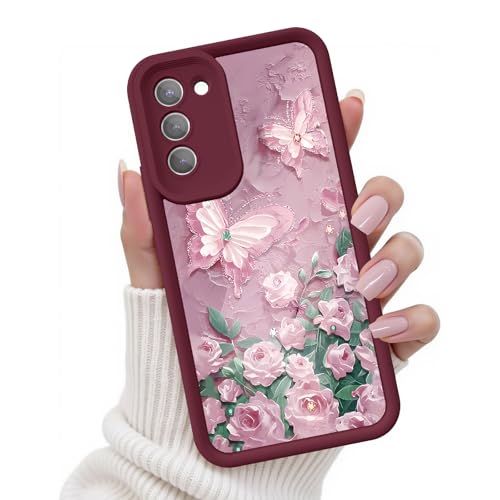 Coque Samsung S21 5G antichoc en silicone souple à motif papillon rose 3D