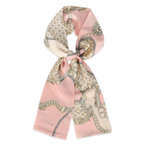 EXTREE Satin Scarf Mulberry Silk Printed Head Wrap Hair Band 7"" x 59"" A001