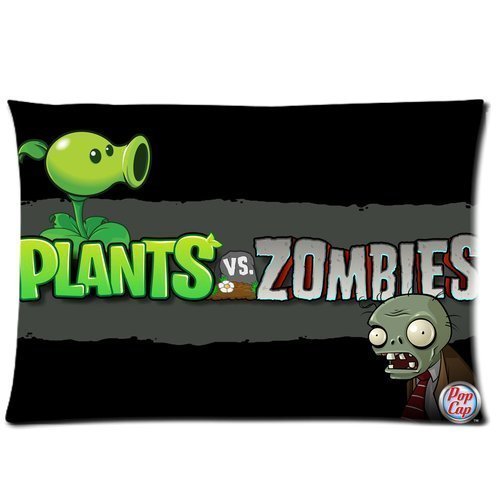 Plants vs Zombies Pillowcase Custom Plants Vs Zombies Pillowcase 20x26 Rectangle Throw Pillow Cover Soft Cotton Zippered Cushion Case Two Sides Pattern Printed