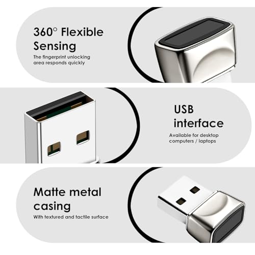 JIAN BOLAND USB Fingerprint Reader for Windows10/11, Windows Hello Mini Fingerprint Scanner,Metal Shell Auto Driver Setup-Windows Password-Free Login for PC Laptop - Thumbnail 4