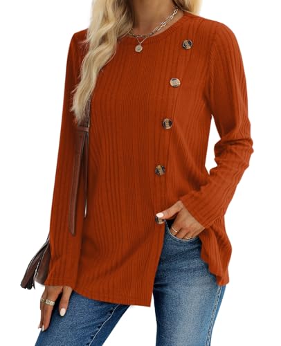 XIEERDUO Long Sleeve Tops for Women Tunics Buttons Front Slit2