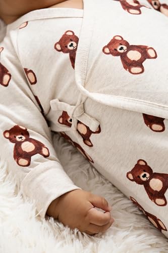 Image of monica + andy Kimono Tie Long Sleeve One Piece, 100% Organic Baby Clothes for Girls & Boys, Preemie, Newborn & Infant