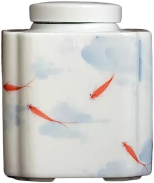 Tea Container White Ceramic Airtight Lid Tea Canister for Loose Spice Coffee Bean Caddy Storage, 100ML