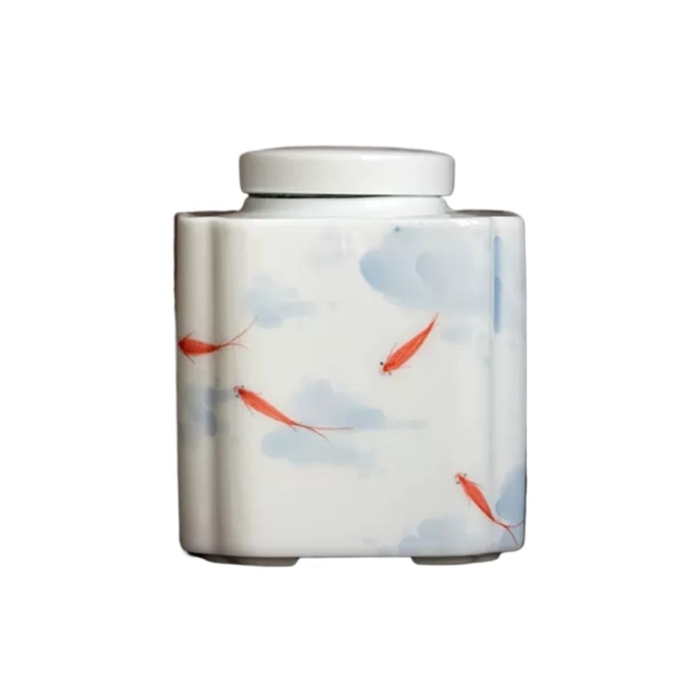 CHENGAIJIAN Tea Canister White Ceramic Airtight Lid Tea Canister for Loose Spice Coffee Bean Caddy Storage, 100ML