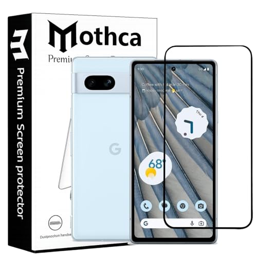 Image of Mothca Military-Grade Gorilla Tempered Glass Compatible with Google Pixel 7A | Black | Full Screen Protection | Scratch Resistant | Easy Installation Kit (Pack of 1)