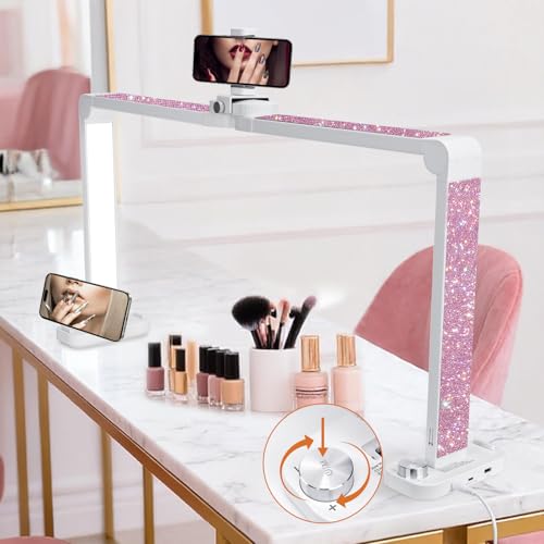 BZJ 34-Inch Nail Light for Desk Foldable Half Moon Nail