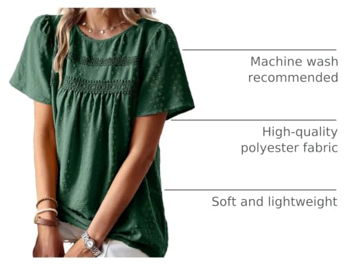 Image of Falechay Womens Summer Tops Crewneck Short Sleeve Shirts Casual Chiffon Blouses Flowy Lace Hem Boho Clothing Trendy 2026