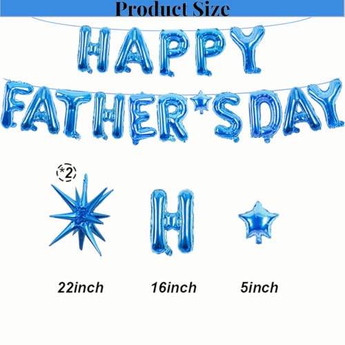 Happy Fathers Day Balloons Banner Blue Fathers Day Balloons for Fathers Day Decorations Supplies by PRELITER - Used condition - Image 2