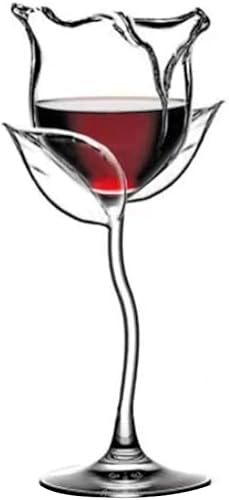 GQU Fancy Red Wine Goblet Wine Cocktail Glass 100ml Rose Flower Shape Wine Glass Party Barware Drinkware