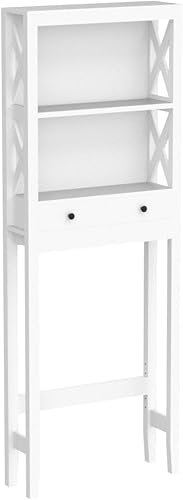 Miniatura 5 de Tangkula Gabinete de almacenamiento sobre el inodoro, organizador de baño de 65 pulgadas con barra inferior ajustable, 2 estantes abiertos, 2