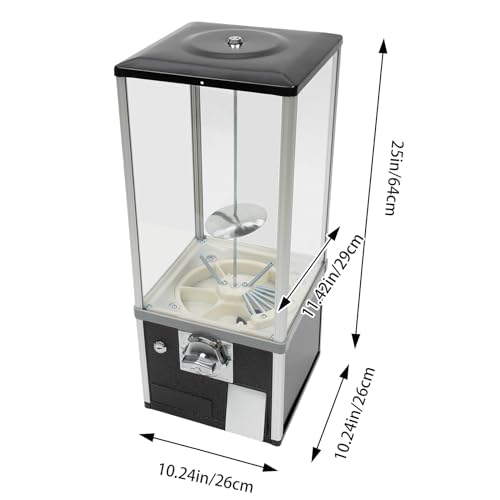 LyeXD 25 Inch Candy Gumball Vending Machine, Big Toy Capsule Vending Machine Countertop Candy Gumball Machine Bank with Keys, Pinball Vending Machine for 250 1.77“ or 1000 1.06” Ball, Black