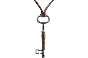 Boho Key Necklaces for Men Vintage Style Pendant Necklace Vegan Leather Cord...