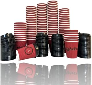 eight24 Paper Cups with Leak Proof Lids |100 x Triple Wall Ripple Paper Cups(8oz) for Hot Drinks & More | Leak-Proof, Anti-scalding & Heat Insulated | Suitable for Coffee, Juice & More| UK Brand
