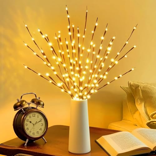 2 Pack Led Branch Light Battery Operated Lighted Branch Vase Filler Willow Tree Artificial Little Twig Power Brown 30 In - Additional View