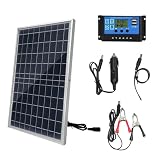 Aumotop 10W Polysilicon Solar Panel and Controller Kit Safe for Mobile Phone Outdoor Emergency Power Accessory (100A)