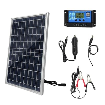 Aumotop 10W Polysilicon Solar Panel and Controller Kit Safe for Mobile Phone Outdoor Emergency Power Accessory (100A)