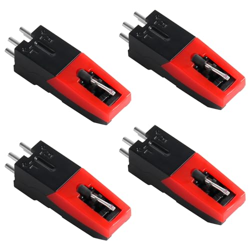 4pcs Universal Record Player Cartridge, Turntable Cartridges Replacement Diamond Stylus Needle Record Player Needle for Vinyl Record Player, LP Phonograph, Victrola, ION, Crosley