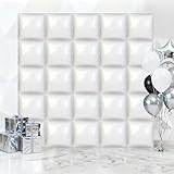 25 Pcs White Square Balloons, Metallic Square Foil Balloons Wall Backdrop, Double Sided Mylar Balloons Tunnel Arch Kit for Anniversary Wedding Birthday Baby Shower Party Decorations (White)