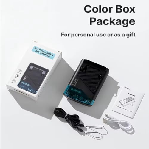 Ventilador portátil de cintura recargable B con pantalla LED y 5 velocidades 8