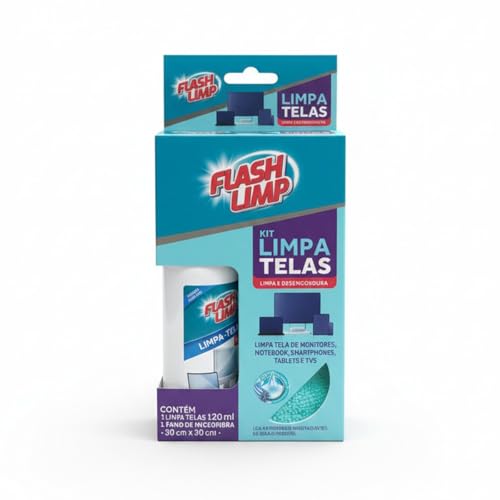 KIT LIMPA TELAS 120ml COM PANO MICROFIBRA 30cm