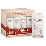Arroz para sushi, Misori Sushi Rice, arroz de grano medio redondo, Shiro Arroz de Calrose, Ideal para onigiri, Donburi, Platos Japoneses Diarios, Cocina Japonesa, Contiene 12 unidades de 1 Kg