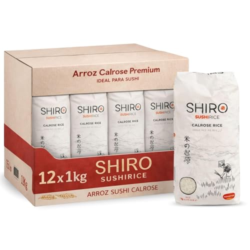 Arroz para sushi, Misori Sushi Rice, arroz de grano medio redondo, Shiro Arroz de Calrose, Ideal para onigiri, Donburi, Platos Japoneses Diarios, Cocina Japonesa, Contiene 12 unidades de 1 Kg