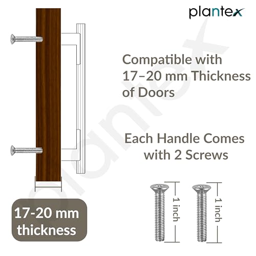Image of Plantex Cabinet Handle /Kitchen Cabinet Door Handle /Wardrobe /450 mm Cupboard Handle /Door Pull-Push Handle for Home /Office - Pack of 2 (Satin White & Chrome)
