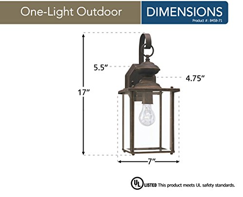 Image of Generation Lighting 8458-71 Jamestowne Transitional One - Light Outdoor Wall Lantern Outside Fixture, Antique Bronze Finish
