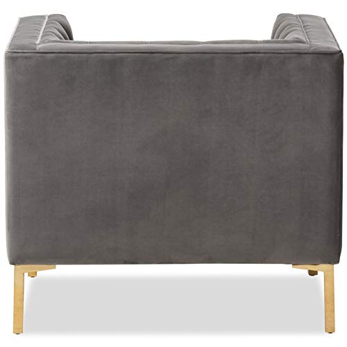 Baxton Studio Zanetta Velvet Tufted Lounge Chair In Grey And Gold #TOP5