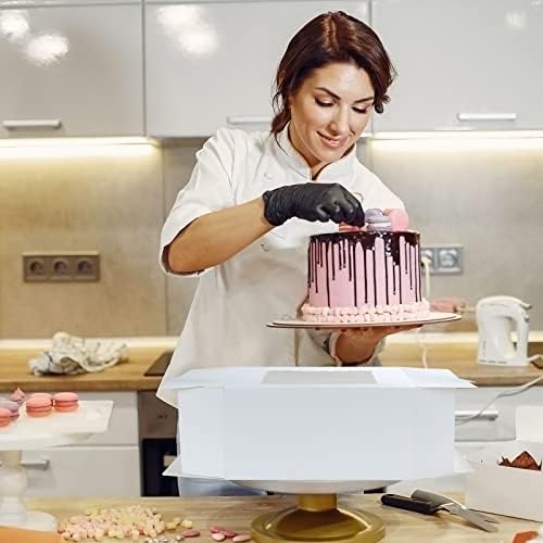 JMIATRY 14 Pcs Individual Cupcake Boxes with Cake Boards, 10 Inch Cupcake Boxes Single with Window, Large Cake Box for Favor Birthday Wedding Party