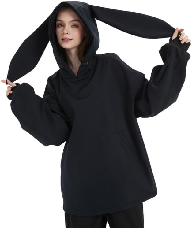 Doorek Iconic Rabbit Fleece Hoodie Oversized Ski Snowboard Snow Sweaters Snow Clothes with Pocket