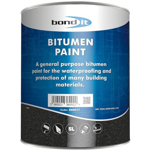 EDE Group Bond It Bitumen Paint 5L - Solvent-Bourne Bituminous Black Waterproof Paint, Weatherproofing Steelwork, Concrete, Asphalt and Portable Water Tanks