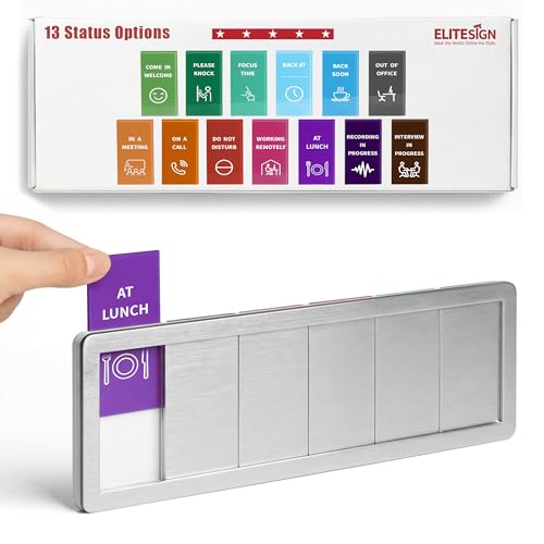 Office Door Sign with 6-Zone Sliding Design, 13 Interchangeable Status