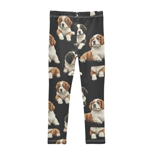 Cute Puppy St Bernard Dogs Girls Leggings Kids Yoga Pants Dance Active Tights 4T2