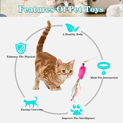 REHTRAD Pack of 13 Cat Toys, Plush Spring Mouse Colored Ball Toys for Kittens (Random Color)