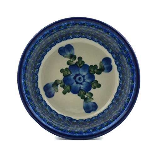 Polish Pottery Ice Cream Bowl 5-Inch Blue Poppies #TOP1