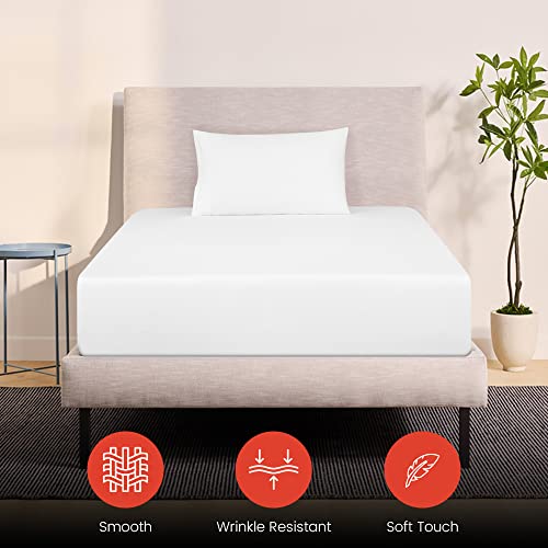 Bed Inc Road Trip America Jersey Twin Fitted Sheet Set - Pack Of 1 (2 Pieces) - Cotton Deep Pockets T-Shirt Soft Knit Stretchy Fitted Sheet Twin Size - 1 Fitted Sheet 1 Pillowcase (White, Twin) #TOP5