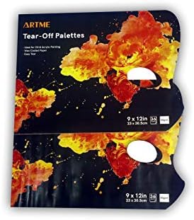 ARTME Tear Off Palette 2 Pack - 36 Sheets/Paper Disposal Palette 23x30.5cm/ 50gsm Wax Coated Paper with a Thumb Hole/Simple to Use/Acrylics, Oil Paints & Watercolours