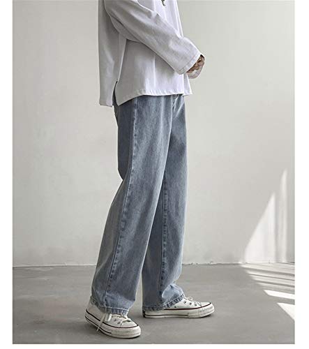 Andongnywell Men's Loose Straight Leg Jeans Baggy Straight Thick Ceiling Wide-Leg Denim Pants Trousers3