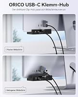 ORICO USB Hub 3.2, 10Gbit/s Aluminum USB-Hub und USB-C PD 60W, 6 Ports USB Verteiler mit 2 Typ-A 3.2 und 1 Typ-C3.2, SD/TF 3.0, AUX, 100cm Kabel (C auf A/C) für Monitore, Schreibtische – Ansicht 4
