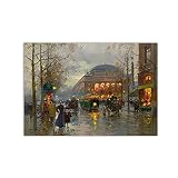 NOLEGA Edouard Cortes Tableau Décoration Murale Salon Tableaux D'artiste Célèbre Le Théâtre du Châtelet Impression Image sur Toile Reproduction Affiche Maison 40x55cm(16x22in) Sans Cadre