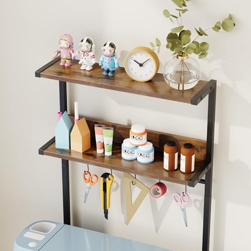 VENNQD Craft Table for Cricut Machines, Organizers and Storage Cart with Fabric Drawer, Crafting Desk Vinyl Holders, Crafting Table Organization Workstation for Craft Room Home, Rustic Brown