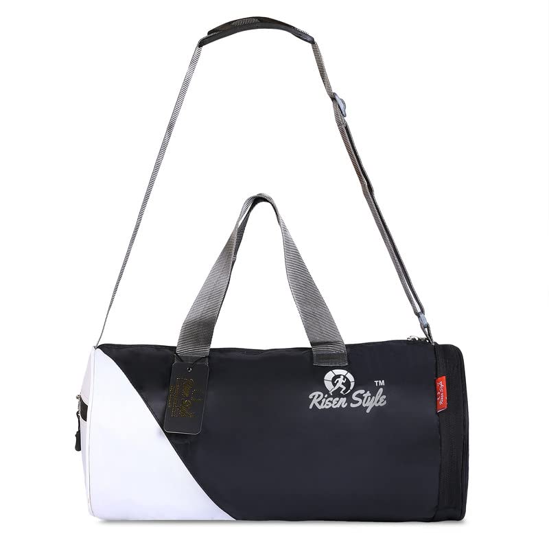 Gym Bag for Men and Women | Sports Duffle Bag with Shoe Compartment | Workout, Exercise, Fitness(Black & White)-image-12