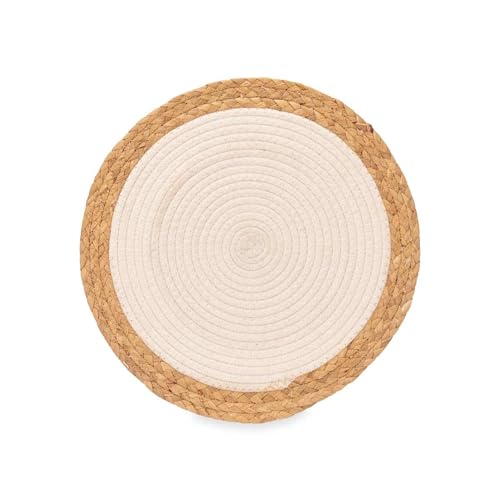 Salvamantel Esparto Espiral Tela Blanco colección Kinvara