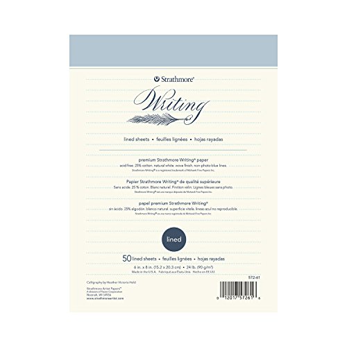 Strathmore 572-61 500 Series Writing Pad, Lined, 6"x8" Glue Bound, 50 Sheets