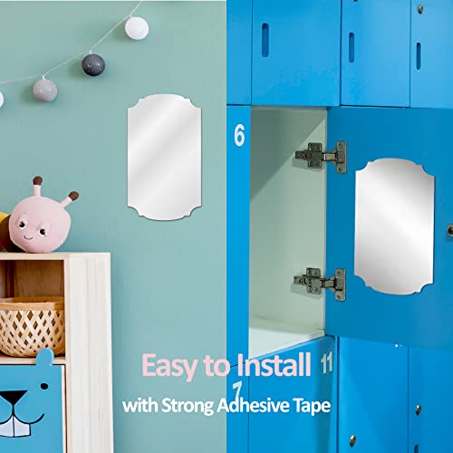 2Pcs Myro Self-Adhesive Designed Mirror 7" X 12“ Shatterproof Locker Mirror Shower Bathroom Mirror With Strong Adhesive Tapes, Ideal For School Classroom Playroom Office Camping, 3.5Oz, Venetian #TOP2