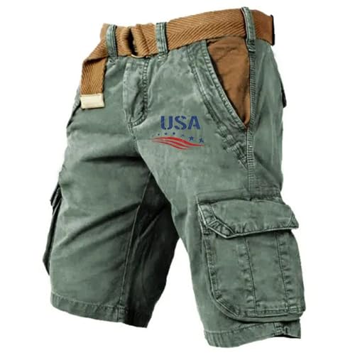 Short cargo pour homme avec poches multiples short de travail vert L