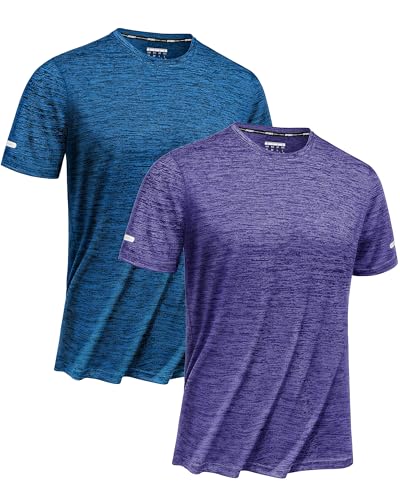 TACVASEN TACVASEN 2 Pack Mens Workout Short Sleeve Athletic Running Shirts Crewneck