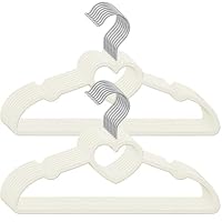 Bamu 30 Pack Kids Velvet Hangers, Non Slip Baby & Toddler Clothes Hangers, Slim Space Saving Design for Nursery Wardrobe & Closet Storage (30, Heart Cream)